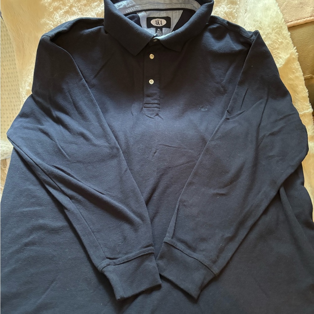 AKA Men's XL Dark Grey Long Sleeved Polo Shirt